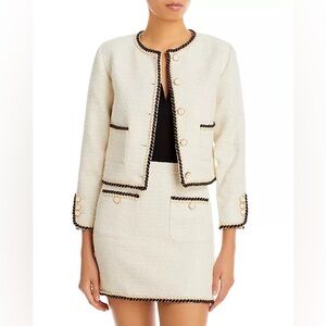 Elegant Cream Women's Dress with Black Trim